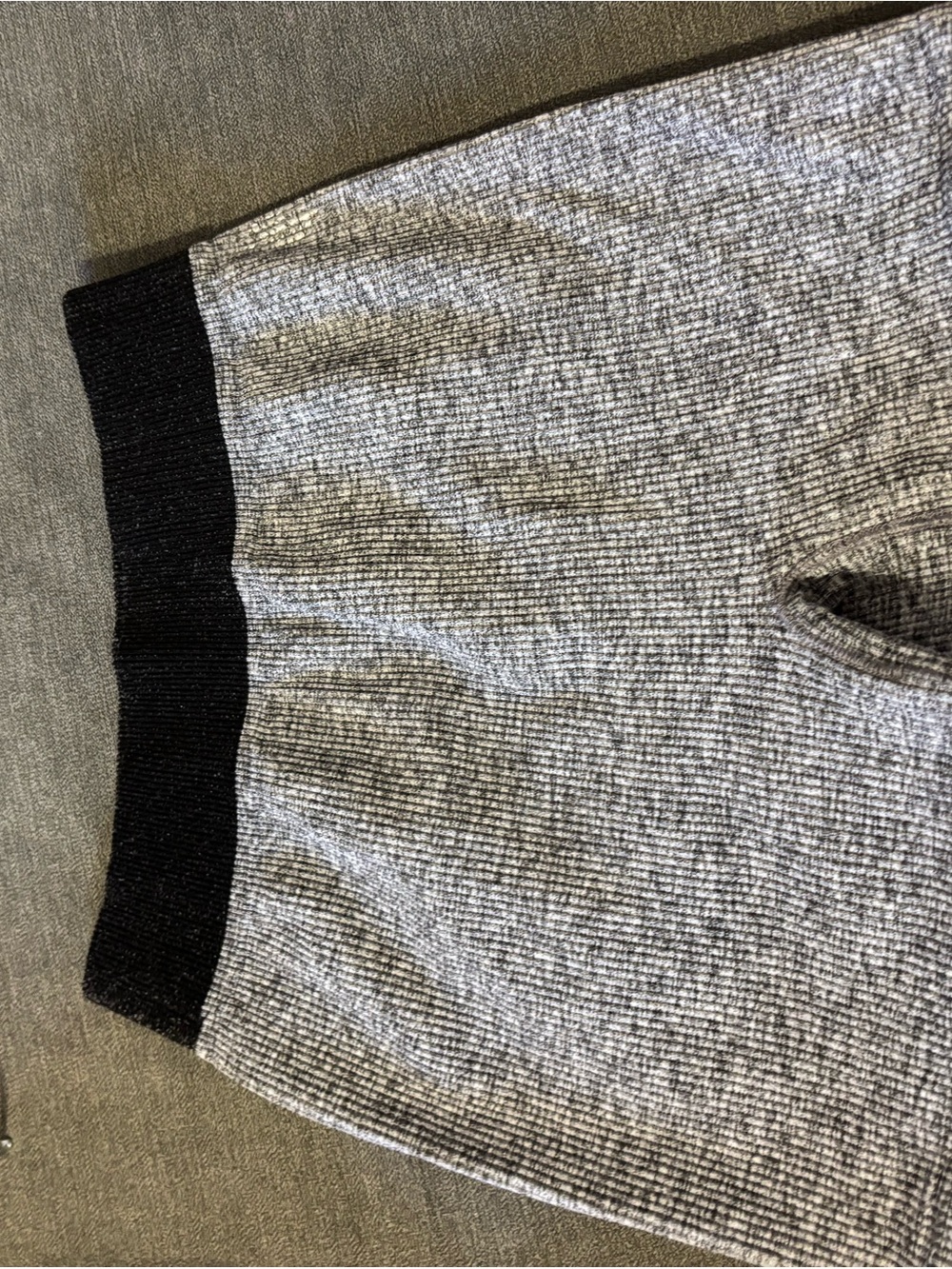 Gray Ribbed Knit Shorts with gray Black Waistband